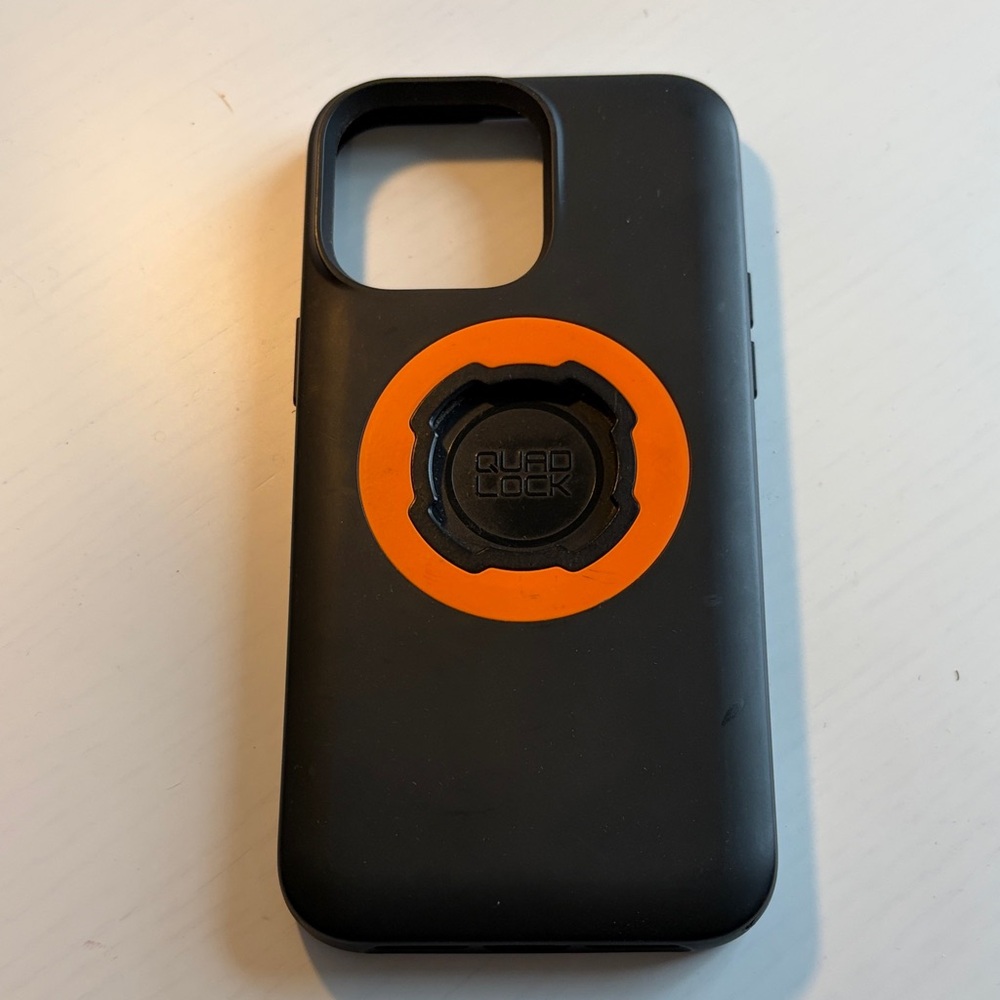 Quad lock Black and Orange Phone Case iPhone 14 Pro Max gently used